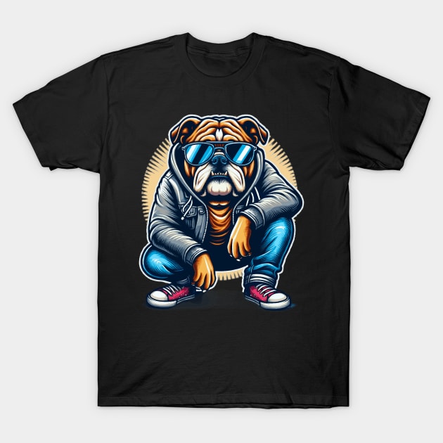 Bulldog With Sunglasses T-Shirt by Graceful Designs